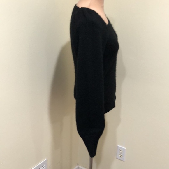Esqualo Sweater Size Small Black Fuzzy Puff Sleeve Pullover - Picture 5 of 12